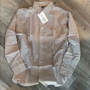 NWT Active After Coffee Brown Striped Men's Shirt  100% cotton sz s
